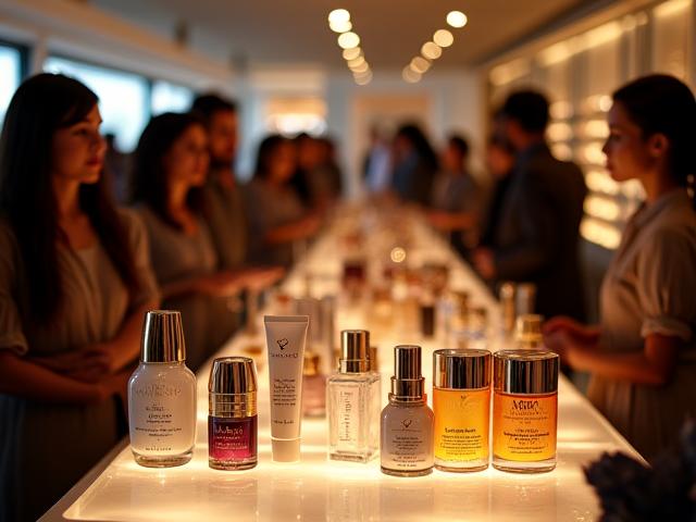 Marque de cosmétiques de luxe affichant fièrement un nouveau produit personnalisé