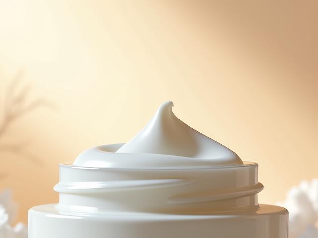 Pot de crème faciale onctueuse, texture riche